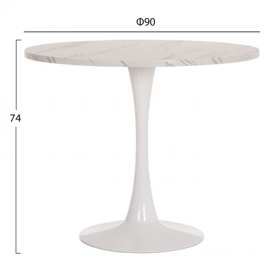 ΤΡΑΠΕΖΙ ΤΡΑΠΕΖΑΡΙΑΣ ROLLO HM9421.11 ΣΤΡΟΓΓΥΛΟ WHITE MARBLE Φ90x74Υεκ.