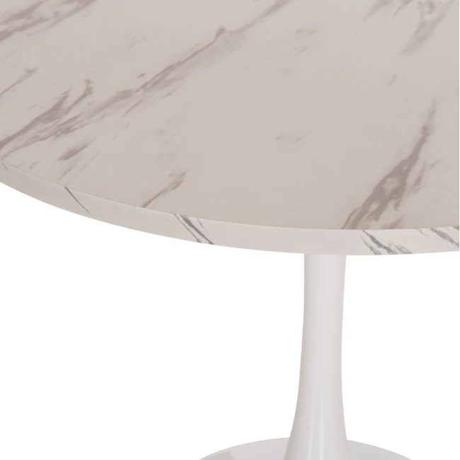 ΤΡΑΠΕΖΙ ΤΡΑΠΕΖΑΡΙΑΣ ROLLO HM9421.11 ΣΤΡΟΓΓΥΛΟ WHITE MARBLE Φ90x74Υεκ.