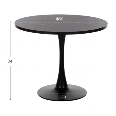 ΤΡΑΠΕΖΙ ΤΡΑΠΕΖΑΡΙΑΣ ROLLO HM9421.12 ΣΤΡΟΓΓΥΛΟ BLACK MARBLE Φ90x74Υεκ.