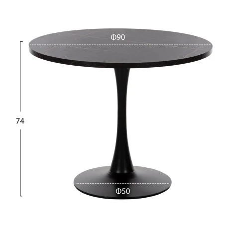 ΤΡΑΠΕΖΙ ΤΡΑΠΕΖΑΡΙΑΣ ROLLO HM9421.12 ΣΤΡΟΓΓΥΛΟ BLACK MARBLE Φ90x74Υεκ.