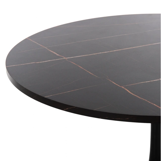 ΤΡΑΠΕΖΙ ΤΡΑΠΕΖΑΡΙΑΣ ROLLO HM9421.12 ΣΤΡΟΓΓΥΛΟ BLACK MARBLE Φ90x74Υεκ.
