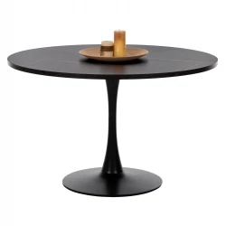 ΤΡΑΠΕΖΙ ΤΡΑΠΕΖΑΡΙΑΣ ROLLO HM9422.12 ΣΤΡΟΓΓΥΛΟ BLACK MARBLE Φ120x74Yεκ.