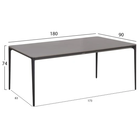 ΤΡΑΠΕΖΙ ΤΡΑΠΕΖΑΡΙΑΣ STAD HM6557.01 ΓΚΡΙ ΑΛΟΥΜΙΝΙΟ & SINTERED STONE TOP 180x90x74Υεκ