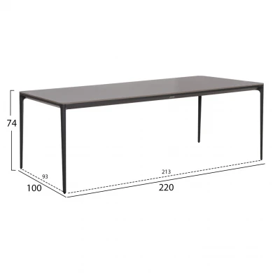 ΤΡΑΠΕΖΙ ΤΡΑΠΕΖΑΡΙΑΣ STAD HM6558.01 ΓΚΡΙ ΑΛΟΥΜΙΝΙΟ & SINTERED STONE TOP 220x100x74Υεκ