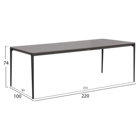 ΤΡΑΠΕΖΙ ΤΡΑΠΕΖΑΡΙΑΣ STAD HM6558.01 ΓΚΡΙ ΑΛΟΥΜΙΝΙΟ & SINTERED STONE TOP 220x100x74Υεκ