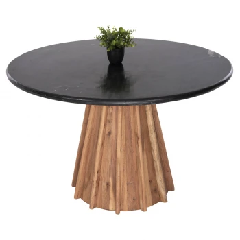 ΤΡΑΠΕΖΙ ΤΡΑΠΕΖΑΡΙΑΣ ΣΤΡΟΓΓΥΛΟ DRAXX HM9687 ΜΑΣΙΦ ΞΥΛΟ ΑΚΑΚΙΑΣ-ΕΠΙΦΑΝΕΙΑ ΜΑΥΡΟ ΜΑΡΜΑΡΟ Φ120x76Υεκ