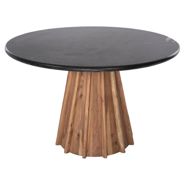 ΤΡΑΠΕΖΙ ΤΡΑΠΕΖΑΡΙΑΣ ΣΤΡΟΓΓΥΛΟ DRAXX HM9687 ΜΑΣΙΦ ΞΥΛΟ ΑΚΑΚΙΑΣ-ΕΠΙΦΑΝΕΙΑ ΜΑΥΡΟ ΜΑΡΜΑΡΟ Φ120x76Υεκ