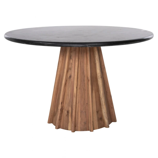 ΤΡΑΠΕΖΙ ΤΡΑΠΕΖΑΡΙΑΣ ΣΤΡΟΓΓΥΛΟ DRAXX HM9687 ΜΑΣΙΦ ΞΥΛΟ ΑΚΑΚΙΑΣ-ΕΠΙΦΑΝΕΙΑ ΜΑΥΡΟ ΜΑΡΜΑΡΟ Φ120x76Υεκ