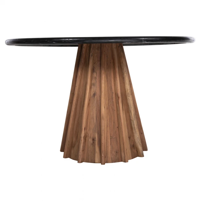 ΤΡΑΠΕΖΙ ΤΡΑΠΕΖΑΡΙΑΣ ΣΤΡΟΓΓΥΛΟ DRAXX HM9687 ΜΑΣΙΦ ΞΥΛΟ ΑΚΑΚΙΑΣ-ΕΠΙΦΑΝΕΙΑ ΜΑΥΡΟ ΜΑΡΜΑΡΟ Φ120x76Υεκ