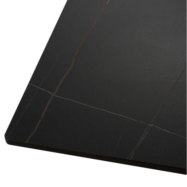 ΤΡΑΠΕΖΙ ΤΡΑΠΕΖΑΡΙΑΣ SYNTEC HM9308.01 SINTERED STONE ΜΑΥΡΟ ΜΕΤΑΛΛΙΚΑ ΠΟΔΙΑ 160x90x75Y εκ.