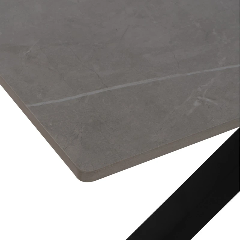 ΤΡΑΠΕΖΙ ΤΡΑΠΕΖΑΡΙΑΣ ΑΠΟ SINTERED STONE ΓΚΡΙ ΜΕΤΑΛΛΙΚΑ ΠΟΔΙΑ 160x90x75Υεκ.HM9308.03