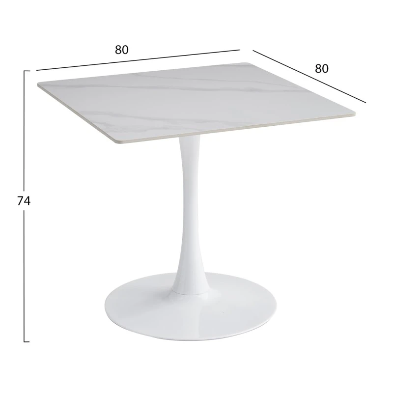 ΤΡΑΠΕΖΙ ΤΡΑΠΕΖΑΡΙΑΣ TETRAN HM18315.01 ΒΑΣΗ ΛΕΥΚΗ--SINTERED STONE SNOW WHITE 80x80x73Υεκ