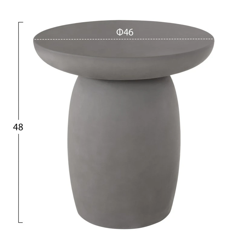 ΤΡΑΠΕΖΙ ΒΟΗΘΗΤΙΚΟ FIBER CEMENT ΣΤΡΟΓΓΥΛΟ HIKARI HM6593.01 ΓΚΡΙ Φ46x48Υεκ.