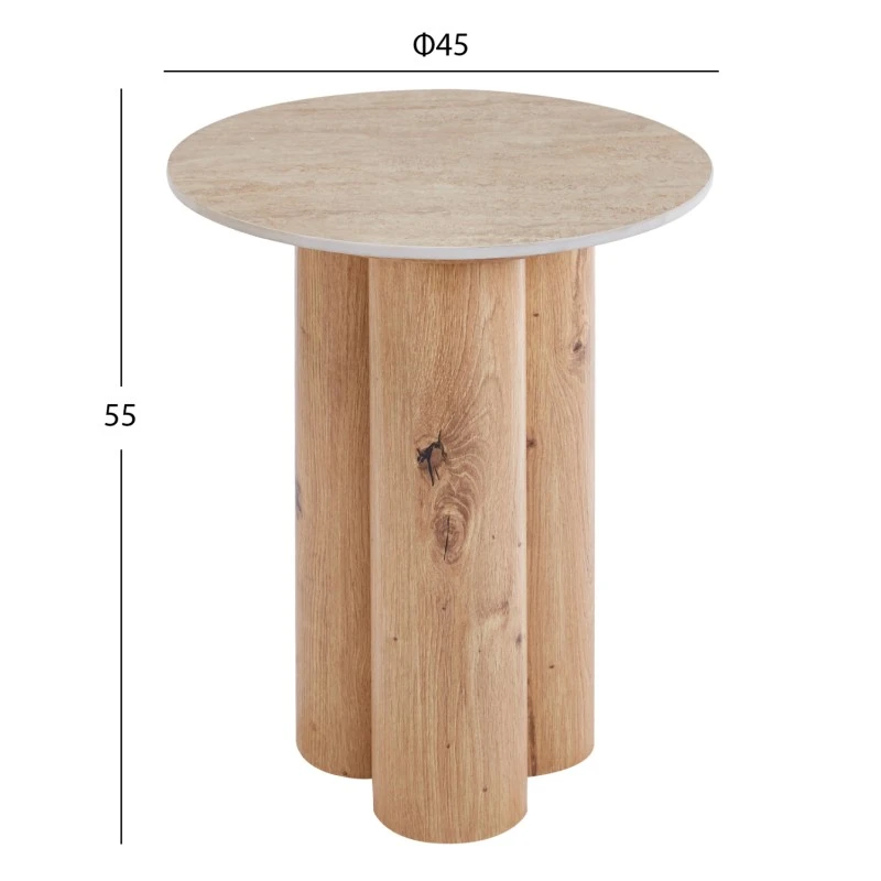 ΤΡΑΠΕΖΙ ΒΟΗΘΗΤΙΚΟ SILVA HM18444 ΚΕΡΑΜΙΚΟ TOP ΟΨΗ ΤΡΑΒΕΡΤΙΝΑΣ-MDF ΦΥΣΙΚΟ Φ45x55Υεκ.