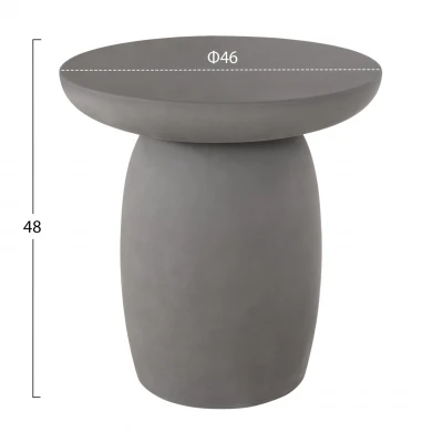 ΤΡΑΠΕΖΙ ΒΟΗΘΗΤΙΚΟ ΣΤΡΟΓΓΥΛΟ HIKARI HM6593.01 ΓΚΡΙ FIBER CEMENT Φ46x48Υεκ.