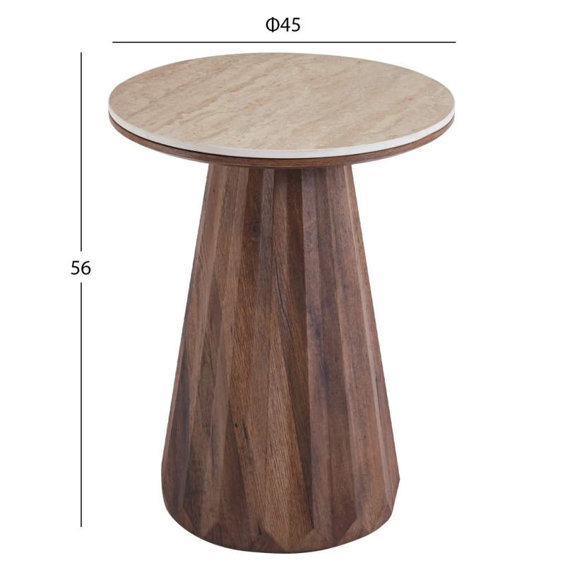 ΤΡΑΠΕΖΙ ΒΟΗΘΗΤΙΚΟ WALDEN HM18438 ΚΕΡΑΜΙΚΟ TOP ΟΨΗ ΤΡΑΒΕΡΤΙΝΑΣ-MDF ΚΑΡΥΔΙ Φ45x56Υεκ.