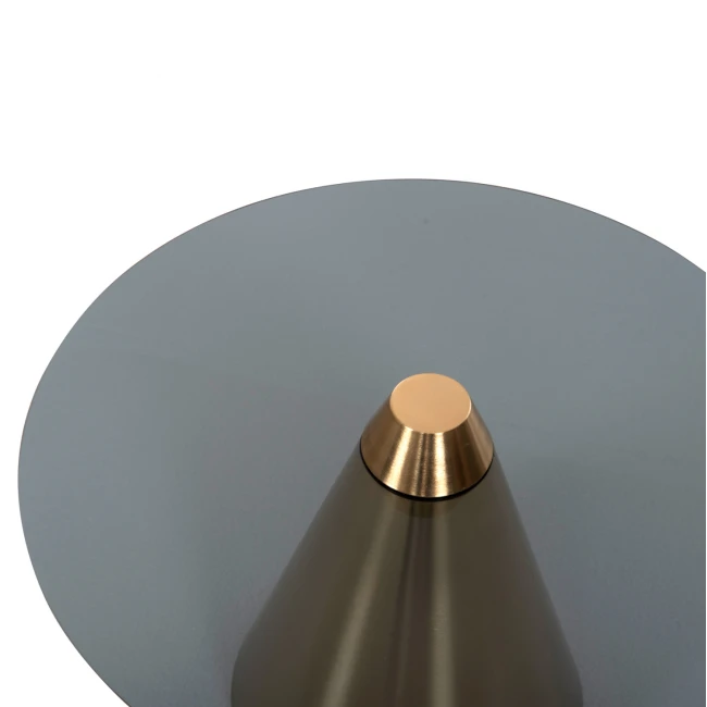 ΤΡΑΠΕΖΙA ΣΑΛΟΝΙΟΥ 2ΤΜΧ REBEN HM9919 ΜΕΤΑΛΛΟ ΧΡΥΣΟ-ΦΙΜΕ ΜΑΥΡΟ ΓΥΑΛΙ Φ80 & Φ60 εκ.