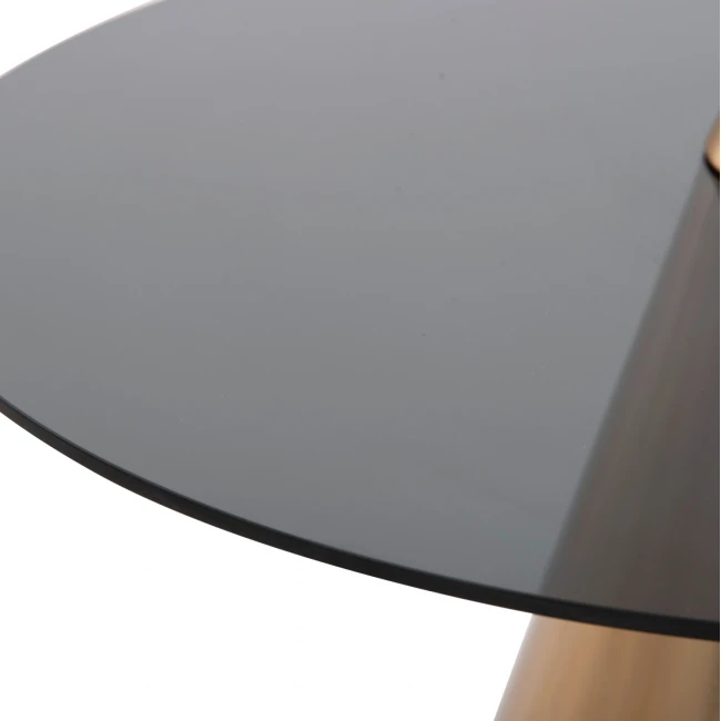 ΤΡΑΠΕΖΙA ΣΑΛΟΝΙΟΥ 2ΤΜΧ REBEN HM9919 ΜΕΤΑΛΛΟ ΧΡΥΣΟ-ΦΙΜΕ ΜΑΥΡΟ ΓΥΑΛΙ Φ80 & Φ60 εκ.