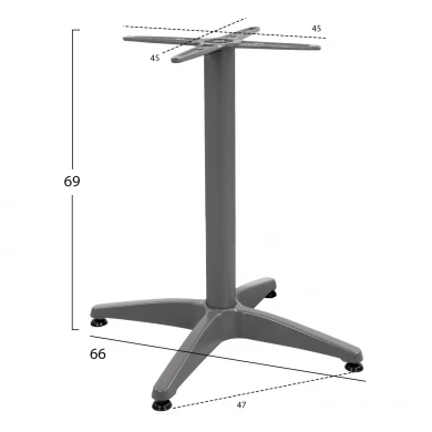 ΒΑΣΗ ΑΛΟΥΜΙΝΙΟΥ 4ΝΥΧΗ 66Χ66X69Υεκ. ΜΕ ΣΤΑΥΡΟ 45x45εκ. HM448.04 ΓΚΡΙ