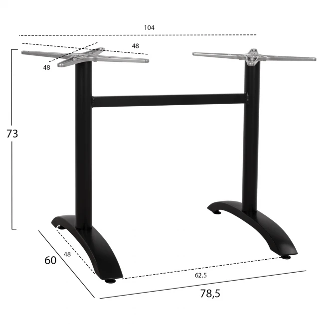 ΒΑΣΗ ΑΛΟΥΜΙΝΙΟΥ ΔΙΣΤΗΛΗ HM461.01 ΜΑΥΡΟ ΜΑΤ 78Χ60Χ73Υ εκ.