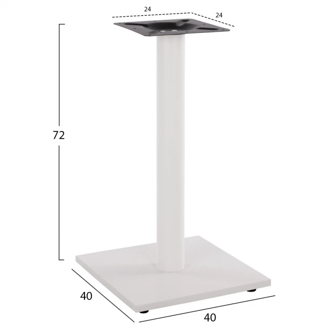 ΒΑΣΗ ΜΕΤΑΛΛΙΚΗ ΛΕΥΚΗ ΜΑΤ 40Χ40Χ72Υεκ. ΜΕ ΡΕΓΟΥΛΑΤΟΡΟΥΣ HM421.12