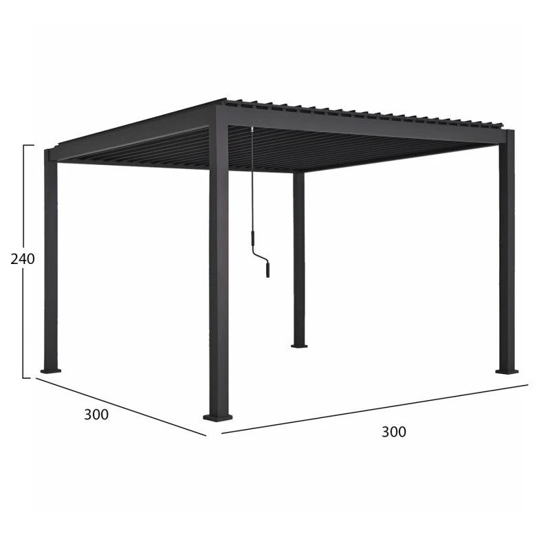 ΒΙΟΚΛΙΜΑΤΙΚΗ ΠΕΡΓΚΟΛΑ ΑΛΟΥΜΙΝΙΟΥ DOMECIL HM6611.01 ΜΕ ΜΕΤΑΛ. ΠΕΡΣΙΔΕΣ--300x300x240Υ