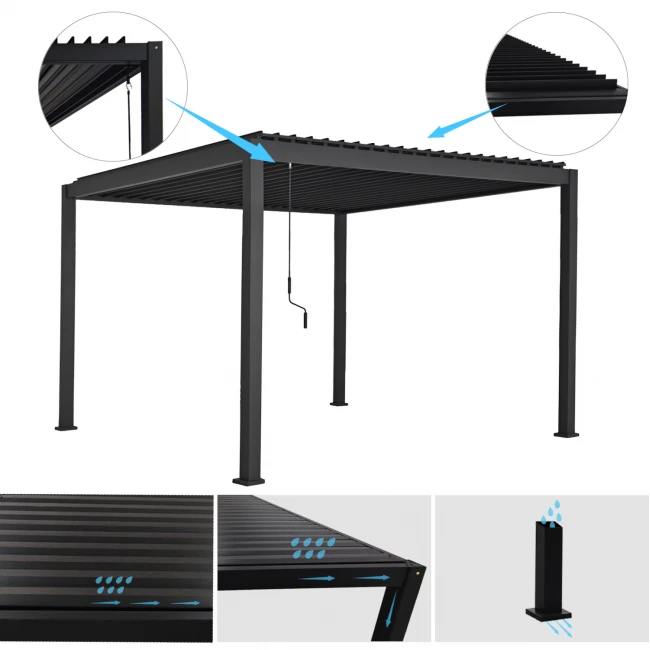 ΒΙΟΚΛΙΜΑΤΙΚΗ ΠΕΡΓΚΟΛΑ ΑΛΟΥΜΙΝΙΟΥ DOMECIL HM6611.01 ΜΕ ΜΕΤΑΛ. ΠΕΡΣΙΔΕΣ--300x300x240Υ