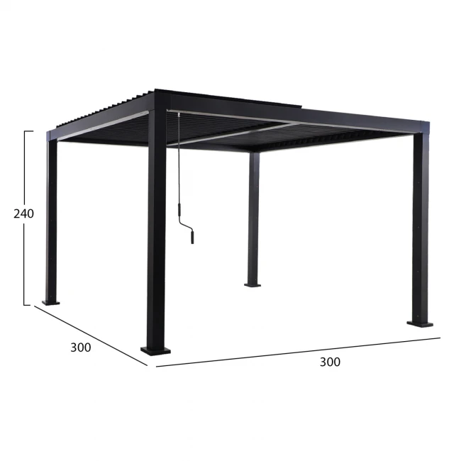 ΒΙΟΚΛΙΜΑΤΙΚΗ ΠΕΡΓΚΟΛΑ ΑΛΟΥΜΙΝΙΟΥ PREMIUM FRANIO HM6609.01 ΜΑΥΡΟ 300x300x240Υ