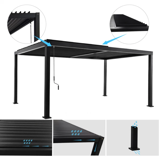 ΒΙΟΚΛΙΜΑΤΙΚΗ ΠΕΡΓΚΟΛΑ ΑΛΟΥΜΙΝΙΟΥ PREMIUM FRANIO HM6610.01 ΜΑΥΡΟ 300x400x240Υ