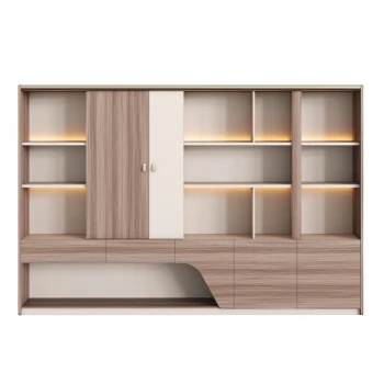 ΒΙΒΛΙΟΘΗΚΗ ΣΕΙΡΑ SUPERON HM2141 ΜΕΛΑΜΙΝΗ ΜΠΕΖ & ΦΥΣΙΚΟ--LED ΦΩΤΙΣΜΟΣ 300x40x200Υεκ