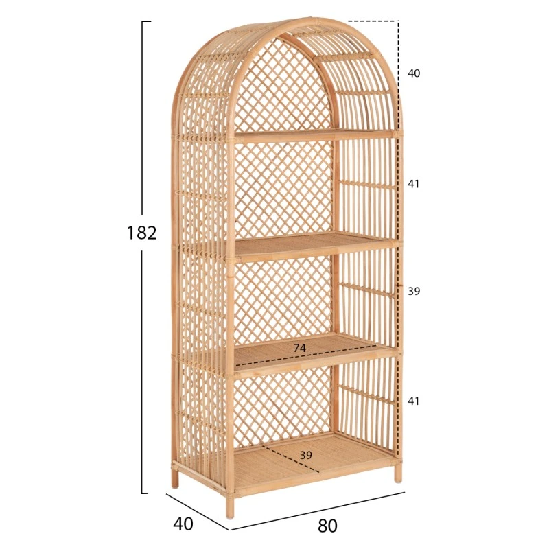 ΒΙΒΛΙΟΘΗΚΗ HM9552 ΑΠΟ ΦΥΣΙΚΟ RATTAN ΣΕ ΦΥΣΙΚΟ ΧΡΩΜΑ 80x40x182Υεκ.