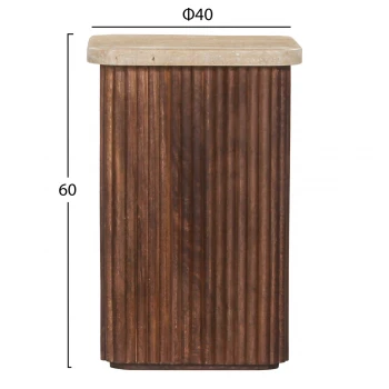 ΒΟΗΘΗΤΙΚΟ ΤΡΑΠΕΖΑΚΙ ΤΕΤΡΑΓΩΝΟ GLADYS HM9713 ΜΑΣΙΦ MANGO-ΤΡΑΒΕΡΤΙΝΑ 40x40x60Υεκ.