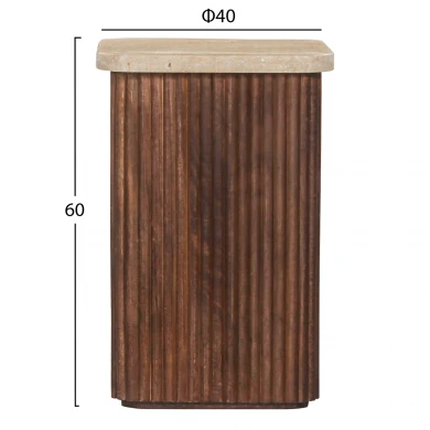 ΒΟΗΘΗΤΙΚΟ ΤΡΑΠΕΖΑΚΙ ΤΕΤΡΑΓΩΝΟ GLADYS HM9713 ΜΑΣΙΦ MANGO-ΤΡΑΒΕΡΤΙΝΑ 40x40x60Υεκ.