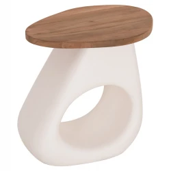 ΒΟΗΘΗΤΙΚΟ ΤΡΑΠΕΖΙ AIDA HM4692.02 FIBER CEMENT ΛΕΥΚΟ--ΞΥΛΟ TEAK TOP 47x60x59Υεκ