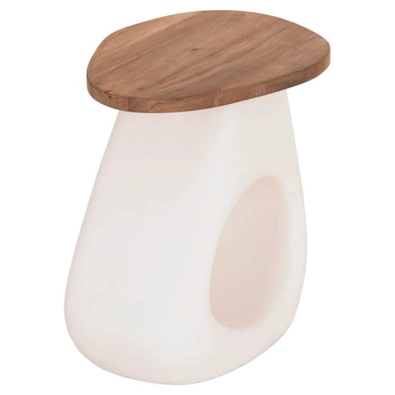 ΒΟΗΘΗΤΙΚΟ ΤΡΑΠΕΖΙ AIDA HM4692.02 FIBER CEMENT ΛΕΥΚΟ--ΞΥΛΟ TEAK TOP 47x60x59Υεκ