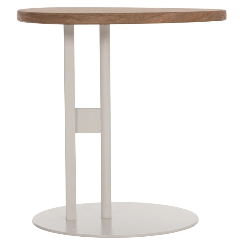 ΒΟΗΘΗΤΙΚΟ ΤΡΑΠΕΖΙ ΟΒΑΛ ALPER HM18328 MDF SONAMA--ΜΕΤΑΛΛΟ ΛΕΥΚΟ 50x50x51Υεκ.