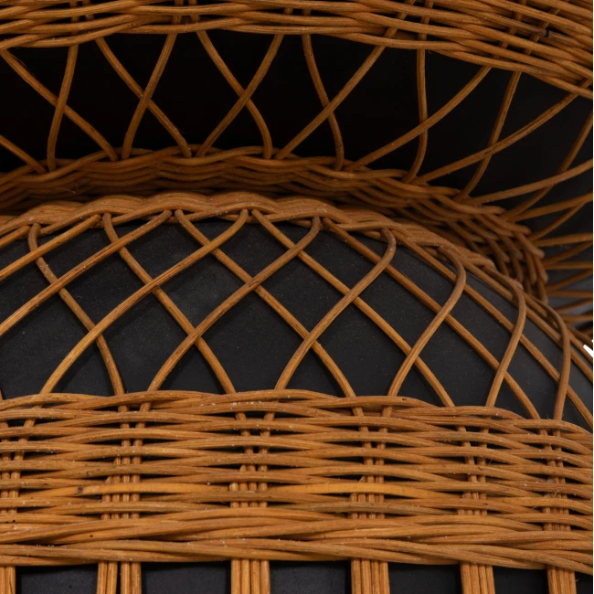 ΒΟΗΘΗΤΙΚΟ ΤΡΑΠΕΖΙ PRILEP HM18159.01 FIBER CEMENT ΜΑΥΡΟ & RATTAN--Φ60x76,5Υεκ