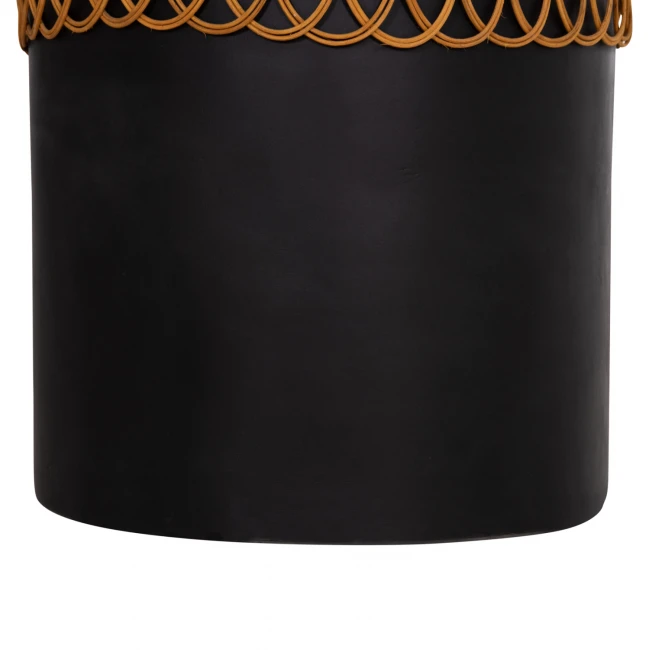 ΒΟΗΘΗΤΙΚΟ ΤΡΑΠΕΖΙ PRILEP HM18159.01 FIBER CEMENT ΜΑΥΡΟ & RATTAN--Φ60x76,5Υεκ