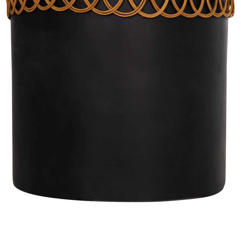 ΒΟΗΘΗΤΙΚΟ ΤΡΑΠΕΖΙ PRILEP HM18159.01 FIBER CEMENT ΜΑΥΡΟ & RATTAN--Φ60x76,5Υεκ