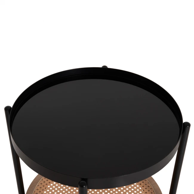 ΒΟΗΘΗΤΙΚΟ ΤΡΑΠΕΖΙ SEITZ HM18031 ΓΥΑΛΙ TOP-ΜΕΤΑΛΛΟ-RATTAN ΣΕ ΦΥΣΙΚΟ Φ50x55,5Υεκ.