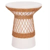 ΒΟΗΘΗΤΙΚΟ ΤΡΑΠΕΖΙ ΣΤΡΟΓΓΥΛΟ DELIA HM18167.02 FIBER CEMENT ΛΕΥΚΟ & RATTAN Φ40x45Υεκ