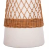 ΒΟΗΘΗΤΙΚΟ ΤΡΑΠΕΖΙ ΣΤΡΟΓΓΥΛΟ DELIA HM18167.02 FIBER CEMENT ΛΕΥΚΟ & RATTAN Φ40x45Υεκ