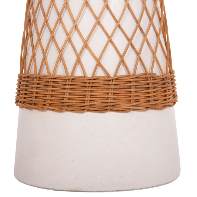 ΒΟΗΘΗΤΙΚΟ ΤΡΑΠΕΖΙ ΣΤΡΟΓΓΥΛΟ DELIA HM18167.02 FIBER CEMENT ΛΕΥΚΟ & RATTAN Φ40x45Υεκ