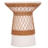 ΒΟΗΘΗΤΙΚΟ ΤΡΑΠΕΖΙ ΣΤΡΟΓΓΥΛΟ DELIA HM18167.02 FIBER CEMENT ΛΕΥΚΟ & RATTAN Φ40x45Υεκ