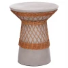 ΒΟΗΘΗΤΙΚΟ ΤΡΑΠΕΖΙ ΣΤΡΟΓΓΥΛΟ DELIA HM18167.03 FIBER CEMENT ΓΚΡΙ & RATTAN Φ40x45Υεκ