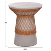 ΒΟΗΘΗΤΙΚΟ ΤΡΑΠΕΖΙ ΣΤΡΟΓΓΥΛΟ DELIA HM18167.03 FIBER CEMENT ΓΚΡΙ & RATTAN Φ40x45Υεκ