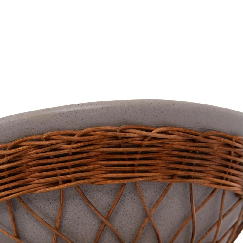 ΒΟΗΘΗΤΙΚΟ ΤΡΑΠΕΖΙ ΣΤΡΟΓΓΥΛΟ DELIA HM18167.03 FIBER CEMENT ΓΚΡΙ & RATTAN Φ40x45Υεκ