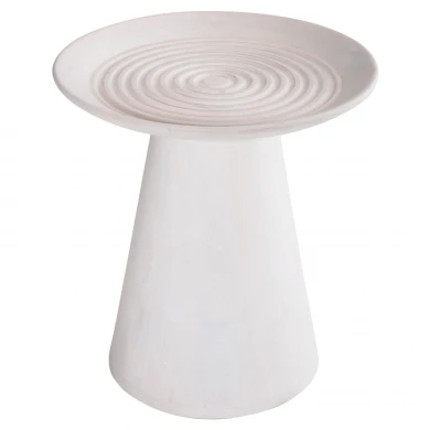 ΒΟΗΘΗΤΙΚΟ ΤΡΑΠΕΖΙ ΣΤΡΟΓΓΥΛΟ ROSS HM9708 ΜΑΣΙΦ ΞΥΛΟ MANGO ΣΕ ΛΕΥΚΟ Φ45x48Υεκ.