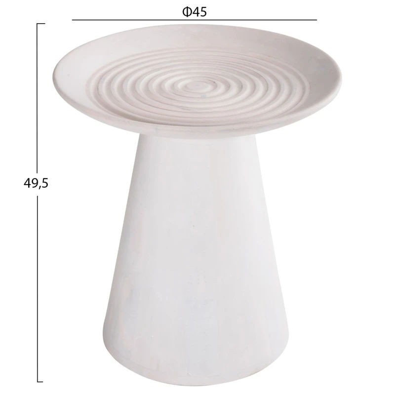 ΒΟΗΘΗΤΙΚΟ ΤΡΑΠΕΖΙ ΣΤΡΟΓΓΥΛΟ ROSS HM9708 ΜΑΣΙΦ ΞΥΛΟ MANGO ΣΕ ΛΕΥΚΟ Φ45x48Υεκ.