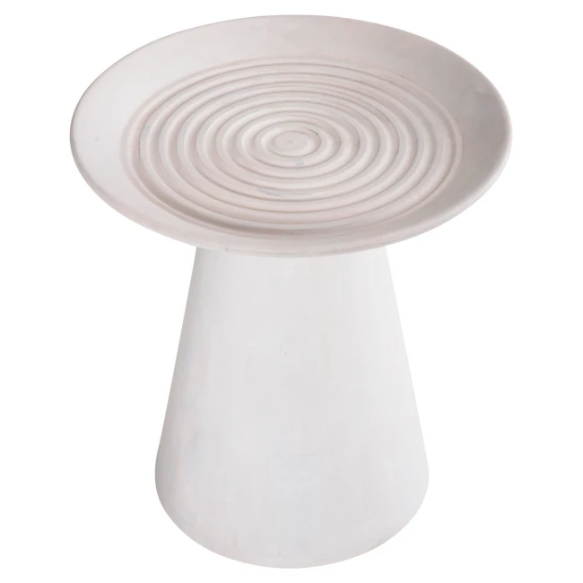 ΒΟΗΘΗΤΙΚΟ ΤΡΑΠΕΖΙ ΣΤΡΟΓΓΥΛΟ ROSS HM9708 ΜΑΣΙΦ ΞΥΛΟ MANGO ΣΕ ΛΕΥΚΟ Φ45x48Υεκ.